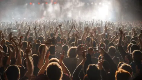 Ludzie na koncercie rockowym